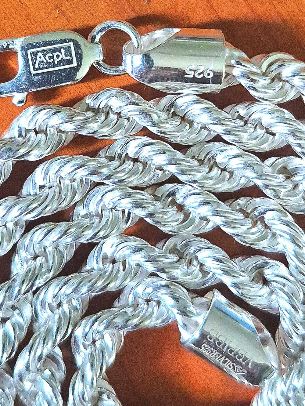 NEW 24 Inch Sterling Silver 5mm Rope Chain Necklace 44-45 Grams - Men's Jewelry